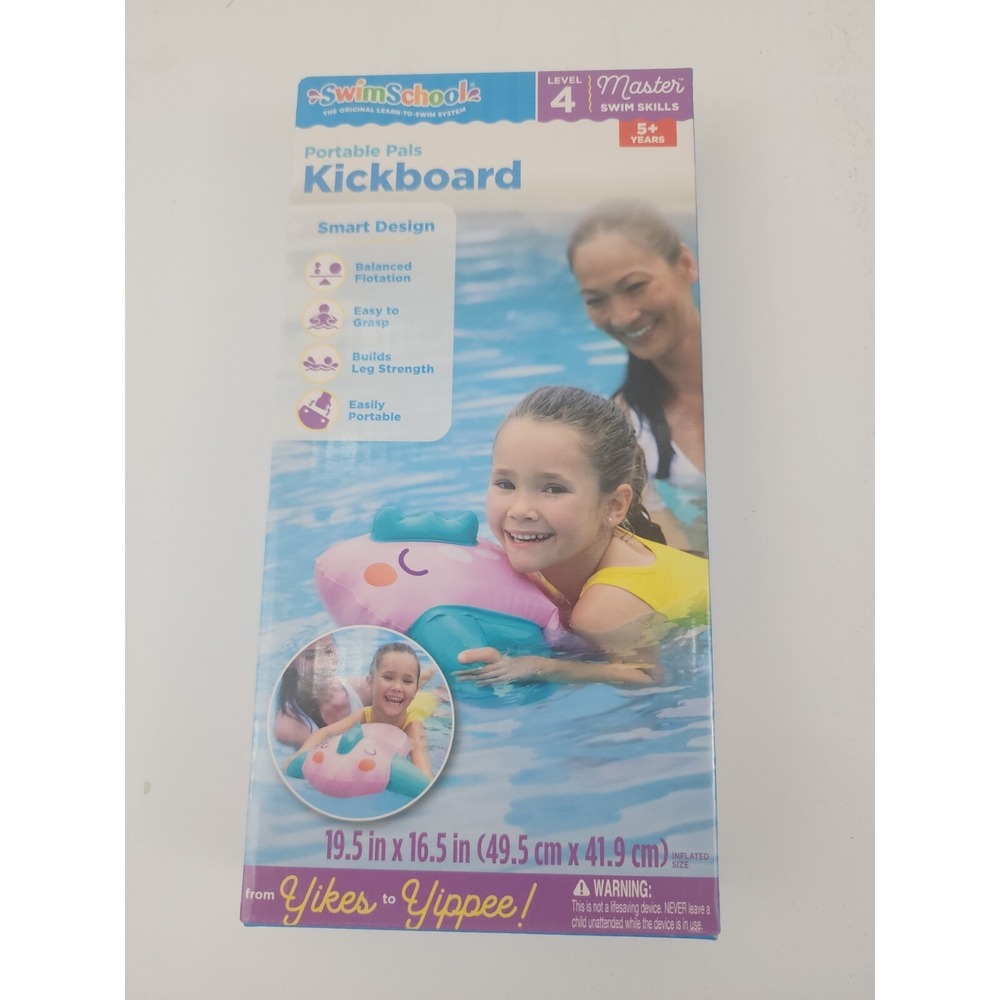 SwimSchool Inflatable Pink Fish Pool Float  Kids Swimming Kickboard‎ Toy Age 5